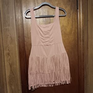 Trixxi Blush Fringe Midi Dress